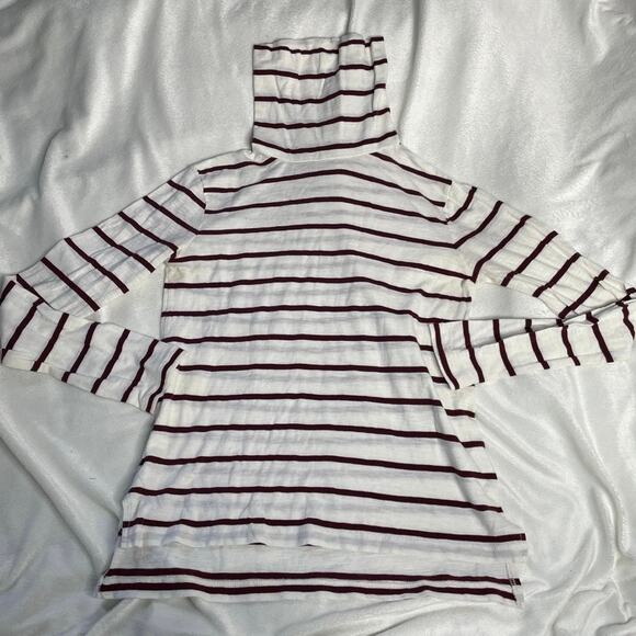 MADEWELL Red Maroon White Striped Turtleneck Longsleeve Tee Shirt XXS‎ - Picture 1 of 3